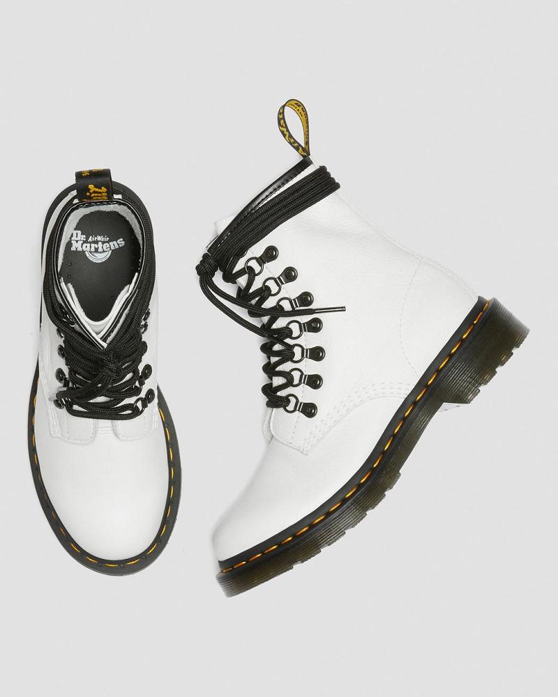 Dr Martens 1460 Laced Virginia Leren Veterlaarzen Dames Wit | NL 606TCE